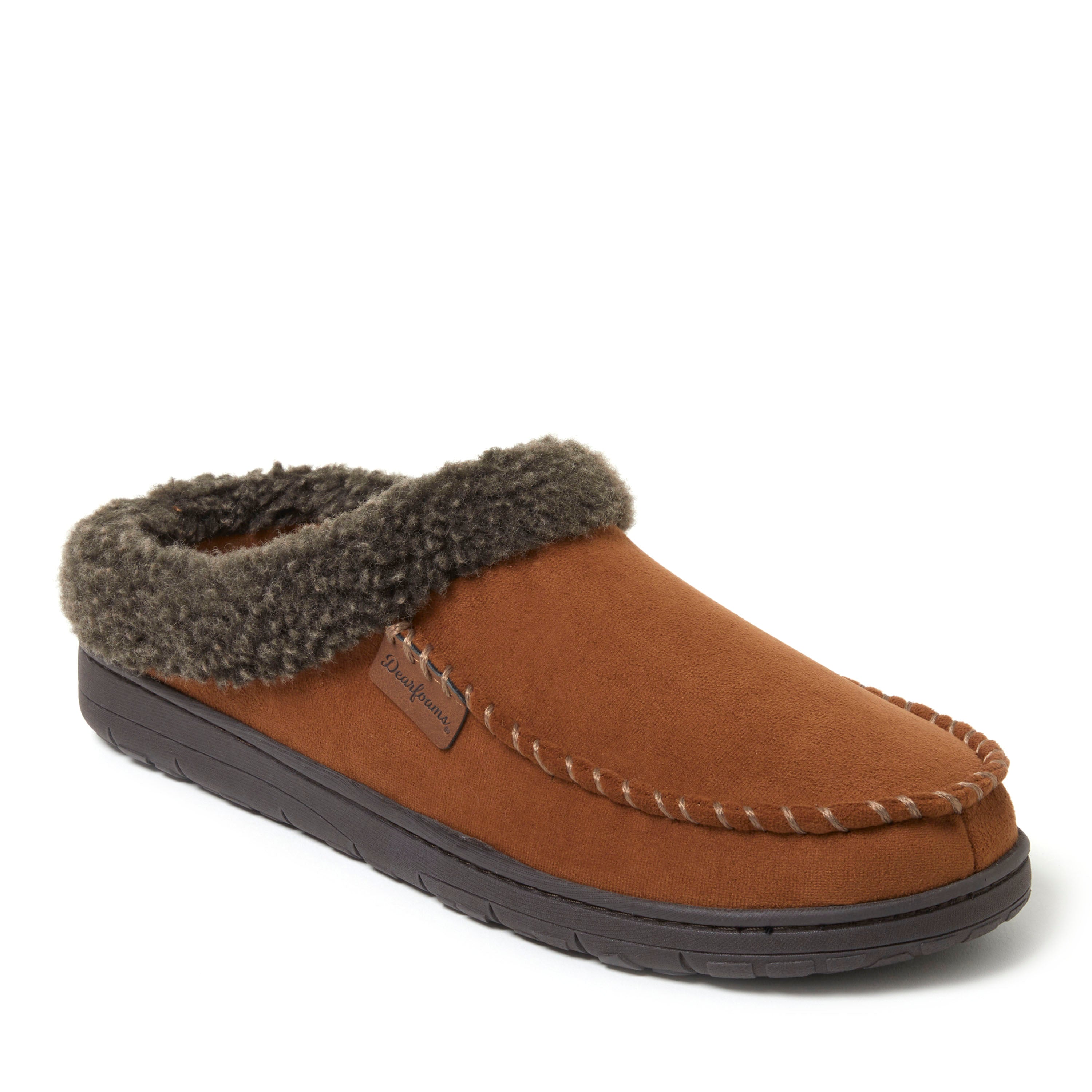 

Мужские тапочки Dearfoams из микрозамши, цвет chestnut