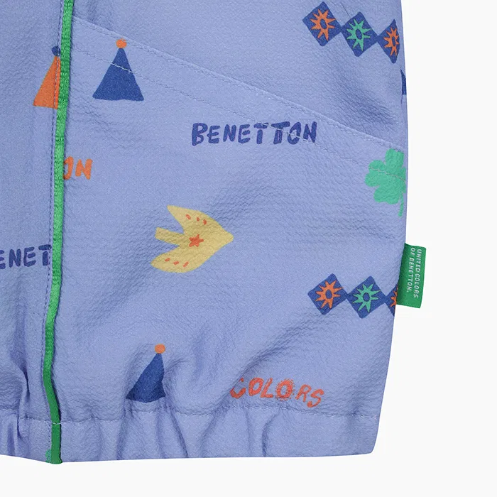 Детская ветровка с мульти-узором, фиолетовая, от Benetton Kids — фото 4