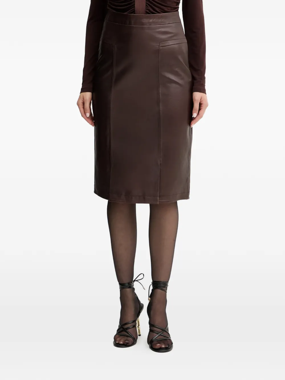 

Юбка миди с вставками Hervé Léger, коричневый
