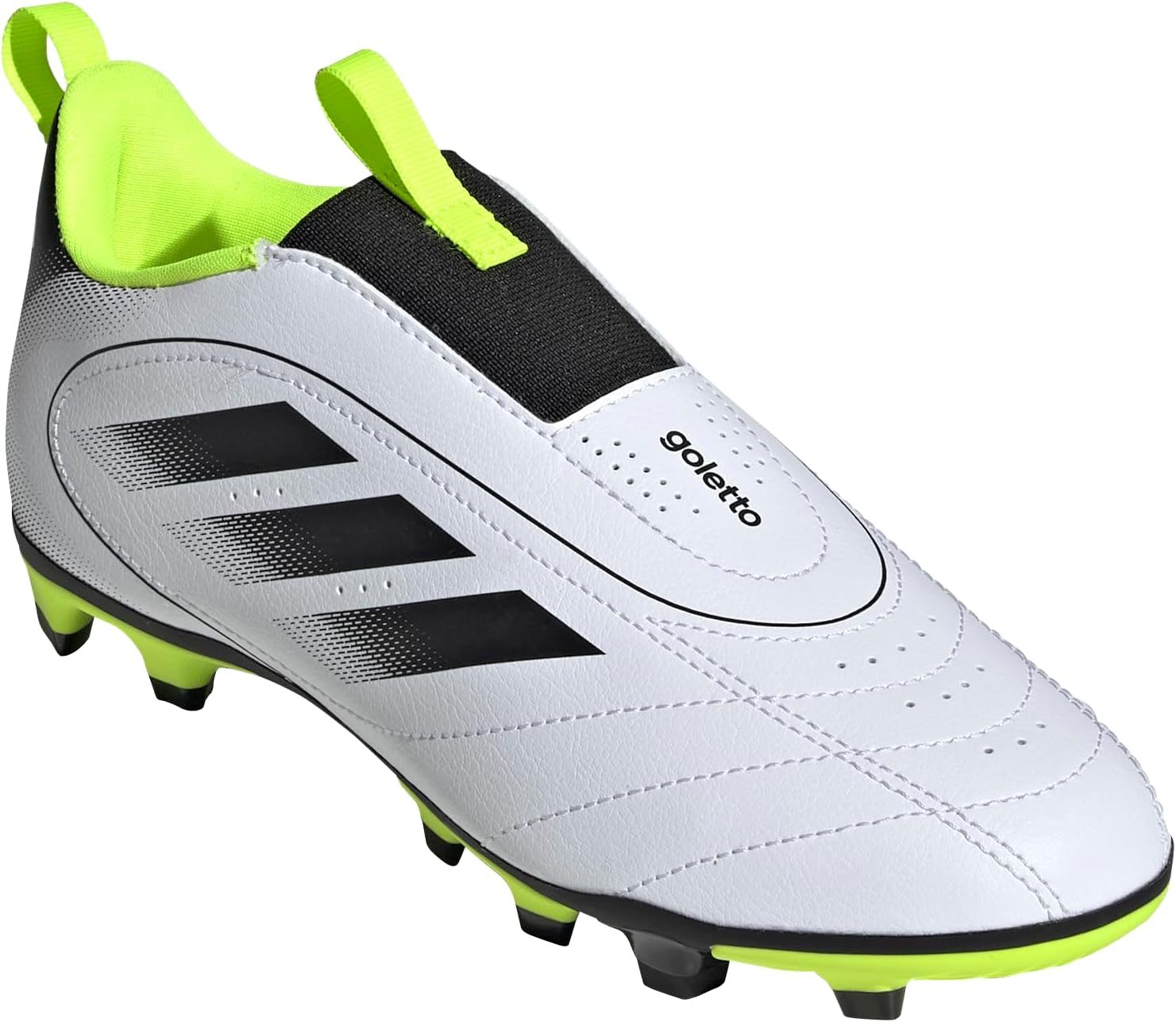 Детские кроссовки Adidas Goletto Ix без шнурков для твердого/разноразмерного грунта, белый/черный — фото 2
