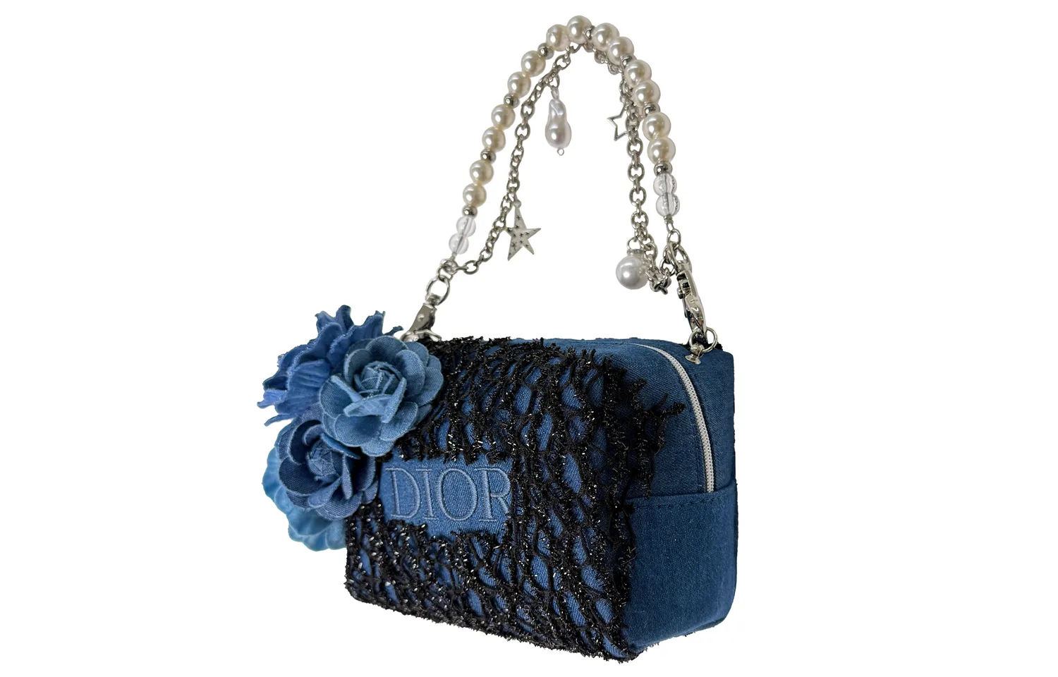 DIOR [Индивидуальная косметичка] TCO Floral, жемчужная цепочка, городской шик, романтичный винтаж, 3D-эффект, для ежедневного использования — фото 2