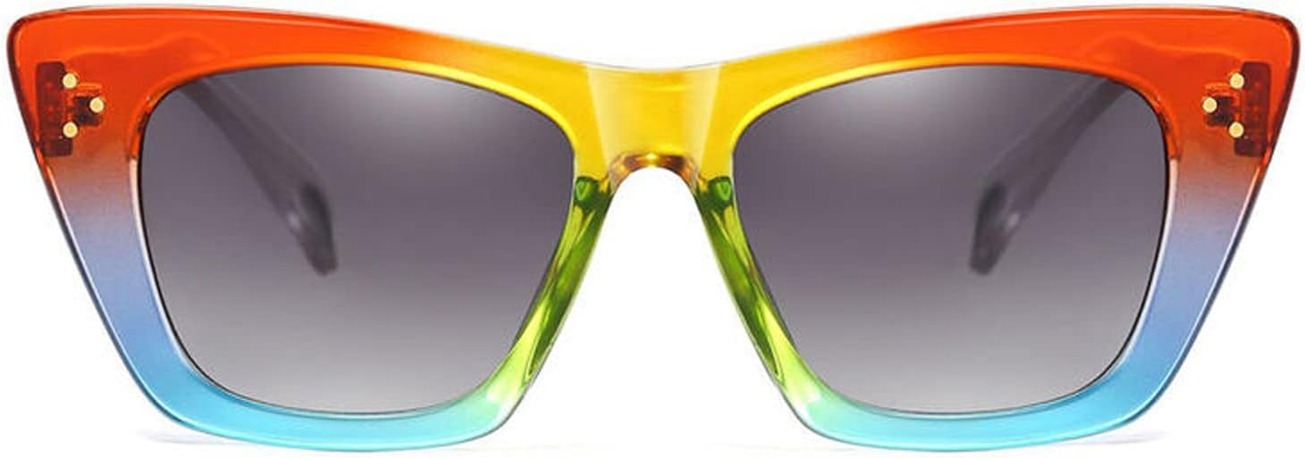 

Квадратные солнцезащитные очки «кошачий глаз» с поляризацией, для женщин и мужчин, большие, модные, для вождения, с защитой от бликов и УФ-излучения UV400 AOOLIA, Rainbow