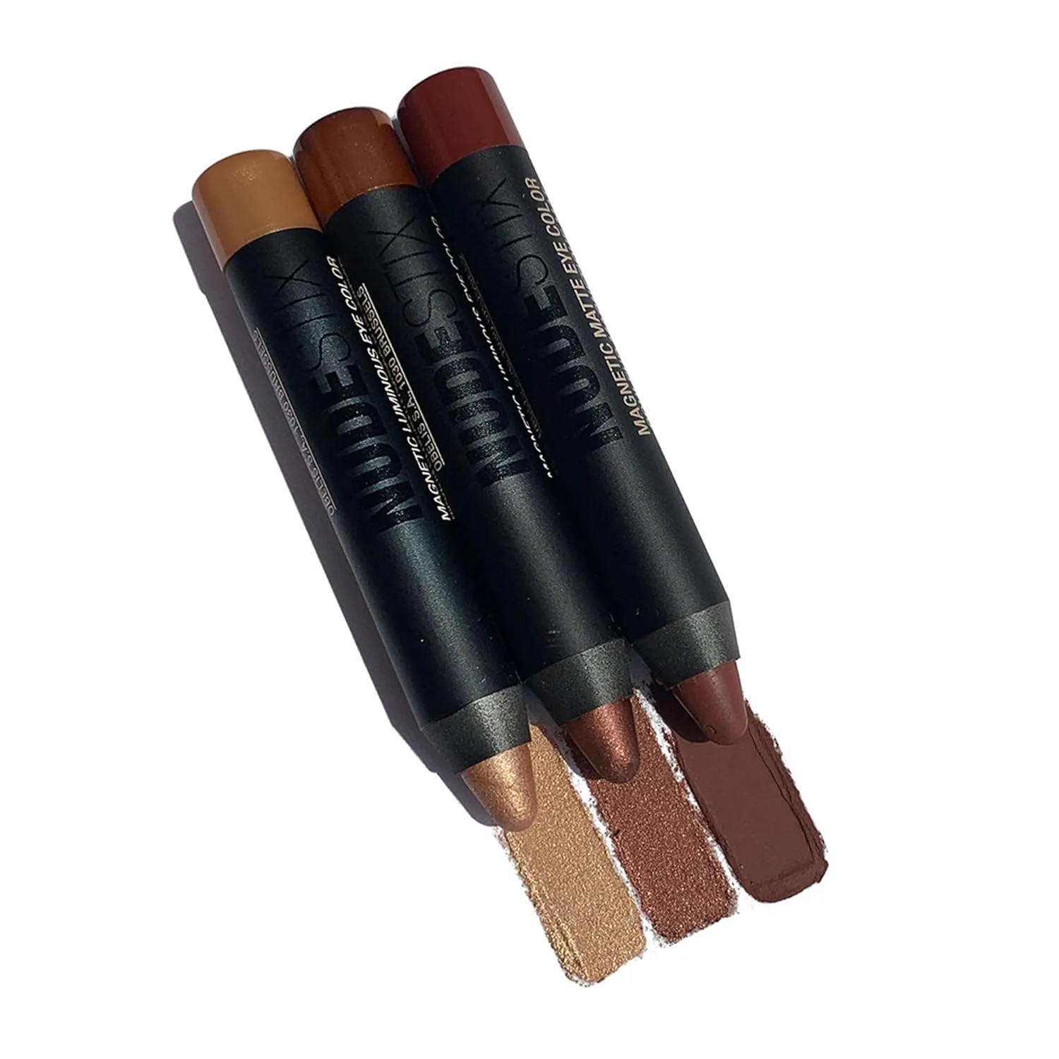 Набор для макияжа глаз Nudestix Mini Nude Metallic Berry Eye Kit - 3 кремовых тени для век и карандаш для подводки глаз для стойкого цвета | Насыщенные ягодные оттенки с металлическим финишем, Paria, Rustic Grotto, Maroon'd — фото 2