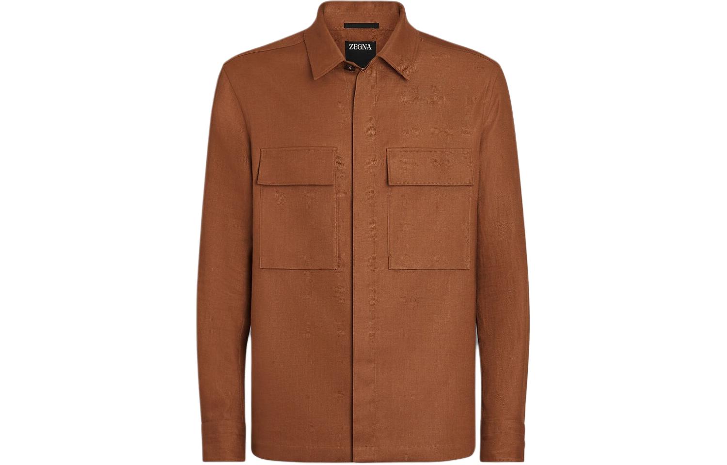 

Рубашка Zegna Oasi Lino Overshirt Ermenegildo Zegna, Dark Leaf Color