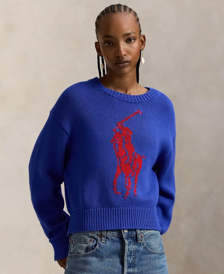 Женский свитер с круглым вырезом "Большой пони" Polo Ralph Lauren, Bright Royal