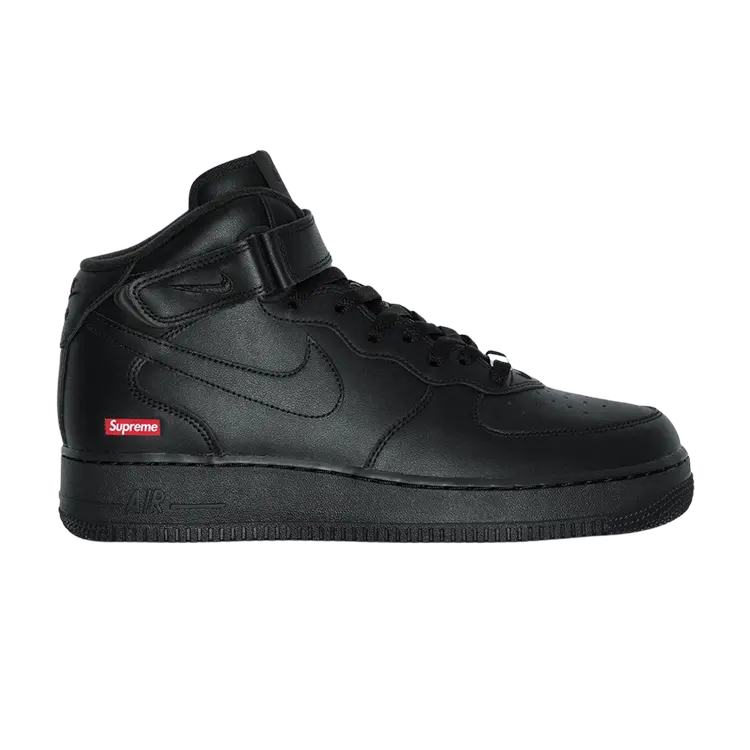 

Кроссовки Supreme x Air Force 1 Mid, цвет Box Logo - Triple Black