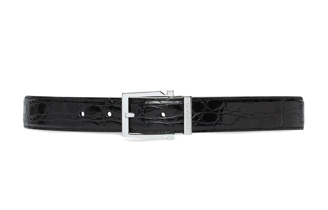 

Ferragamo Мужской кожаный ремень из коровьей кожи черный шириной 3 см, Black