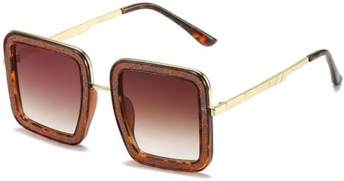 

Модные солнцезащитные очки большого размера с бриллиантами для женщин, стильные квадратные солнцезащитные очки с кристаллами, защита от ультрафиолета UV400 MTZJH, A - -Eopard-tea