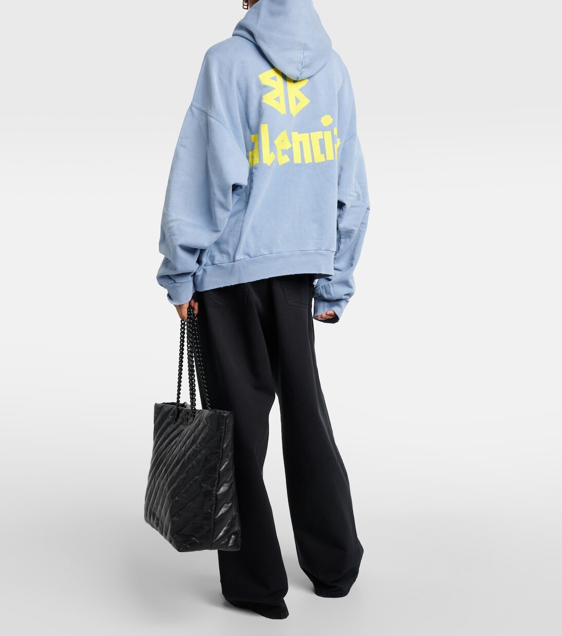 Толстовка из хлопкового флиса ленточного типа Balenciaga, синий — фото 3