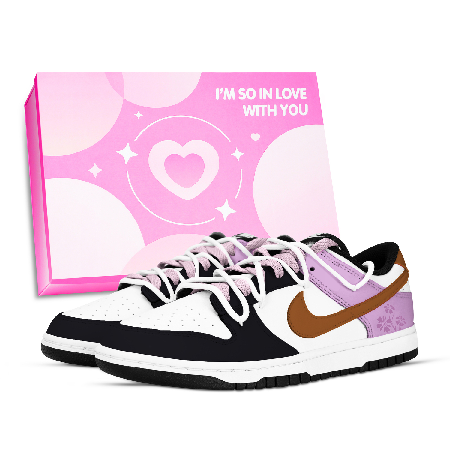 

Кроссовки для скейтбординга dunk blossom fallen leaves box устойчивые к истиранию низкие унисекс black white pink Nike, розовый