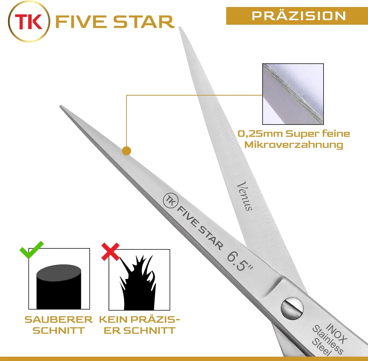 Парикмахерские ножницы TK Five Star Venus Premium Razor Edge Tk Five Star Solingen — фото 3