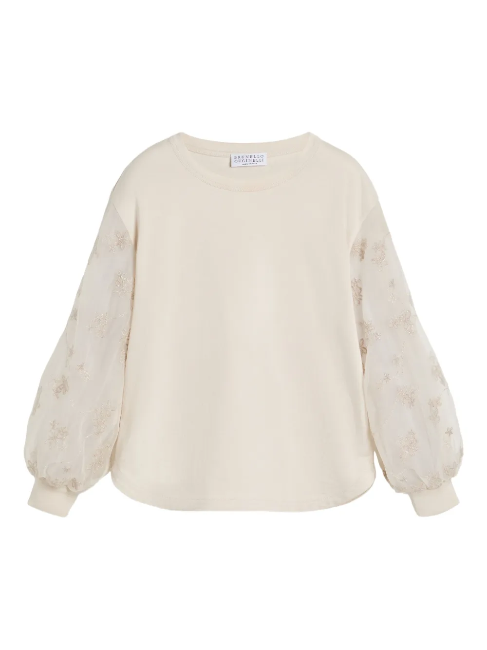 

Футболка с вышивкой Brunello Cucinelli Kids, нейтральный