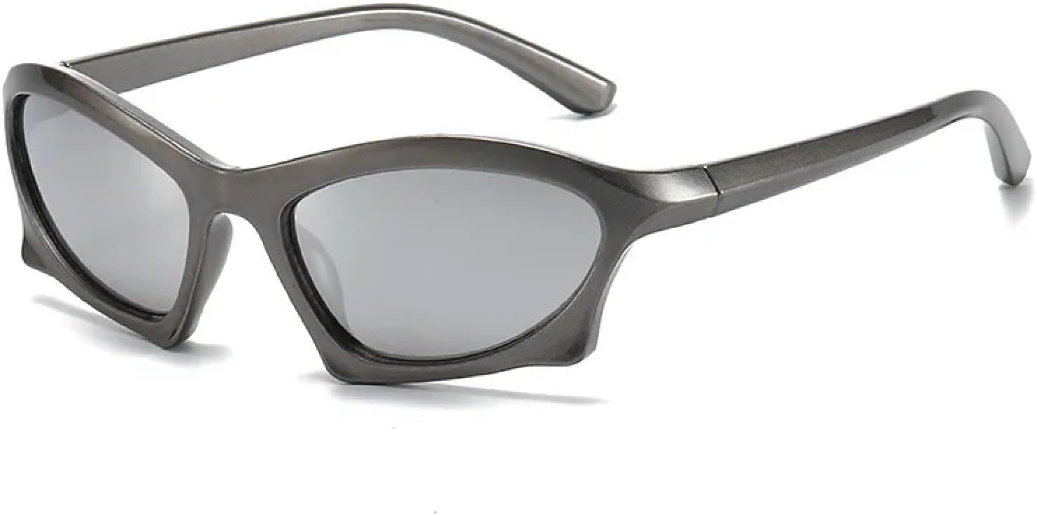 

Солнцезащитные очки «кошачий глаз» для женщин и мужчин, ретро, ​​нестандартная форма, панк, зеркальные, защита от УФ-излучения UV400, для занятий спортом на открытом воздухе и вождения UATXTAU, Gun Silver Mirror