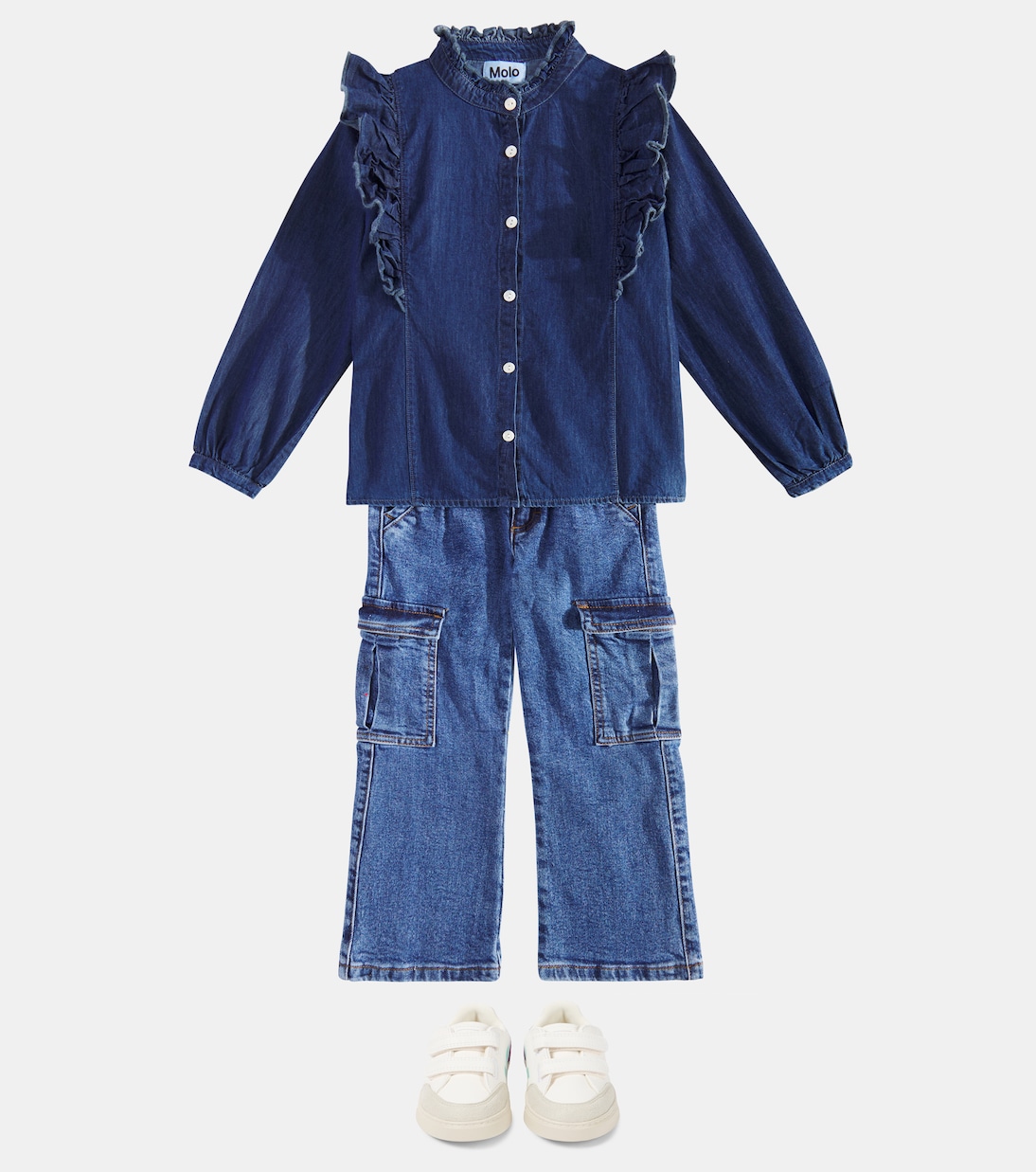 Кроссовки из кожи с отделкой из замши V-12 Veja Kids, Extra-White_Multico-Orchid — фото 2