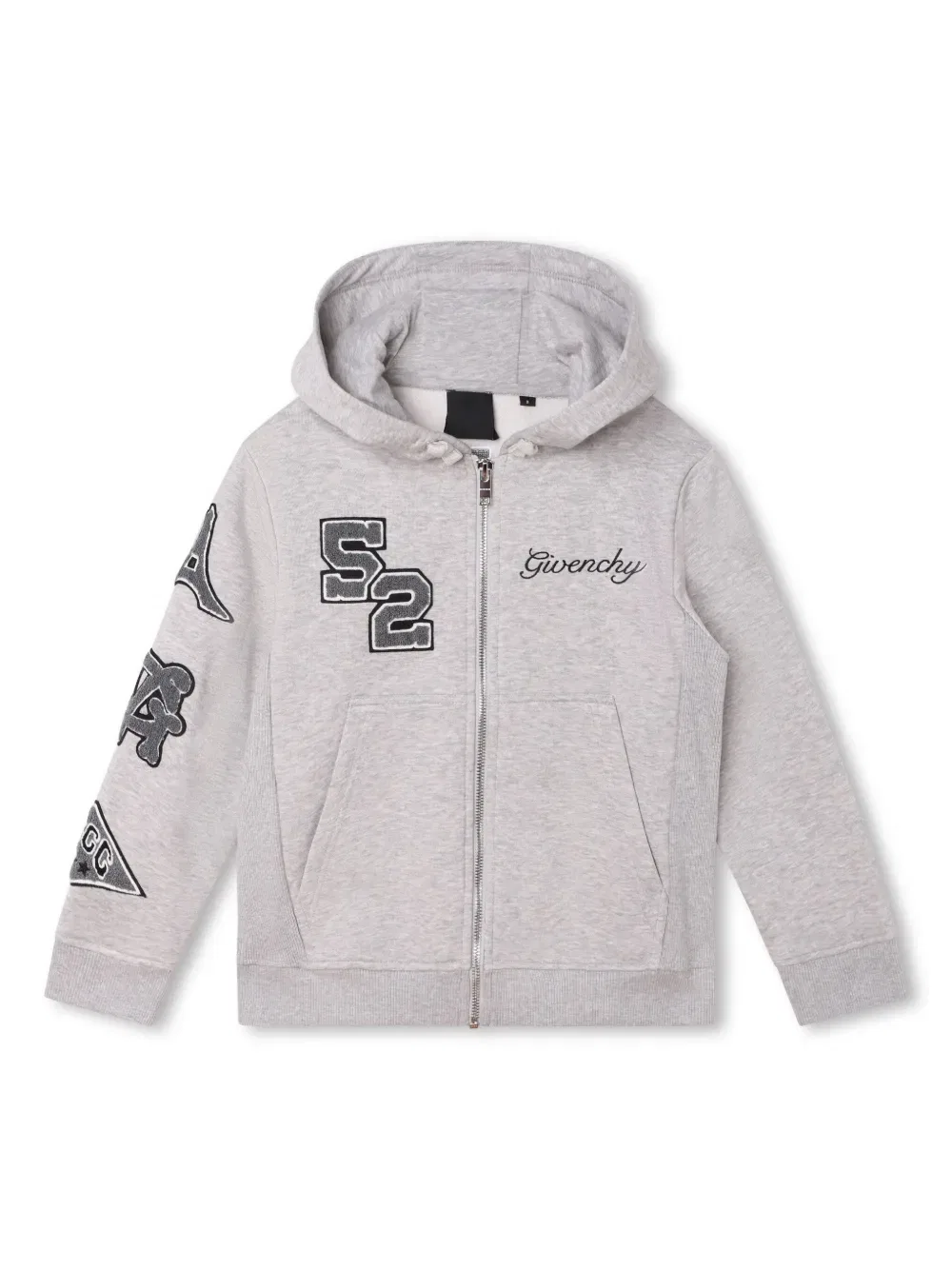 Толстовка на молнии с вышитым логотипом Givenchy Kids, серый