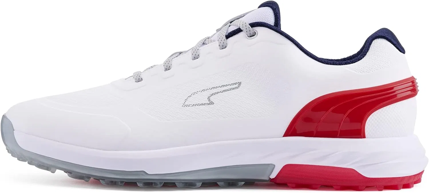 pumagolf Мужские кроссовки для гольфа Puma Alphacat Nitro, Puma White For All Time Red PUMA Navy, 42 EU