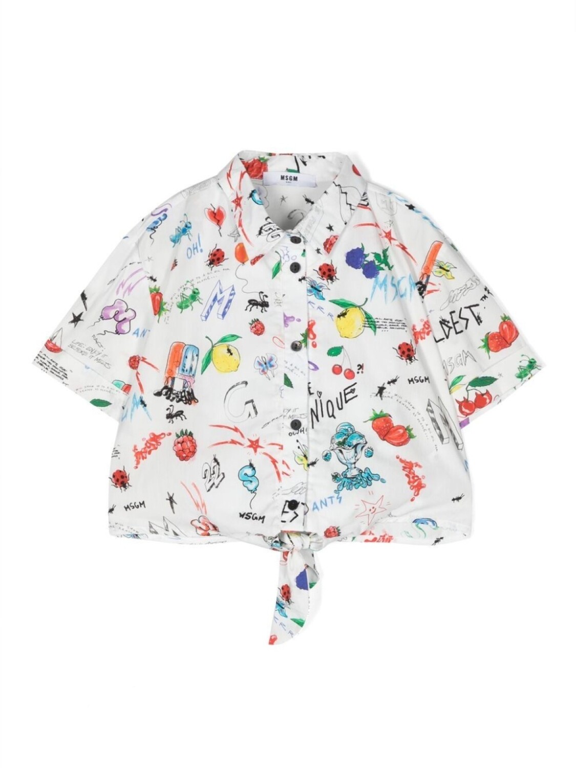 

MSGM Kids укороченная блузка с графичным принтом, белый