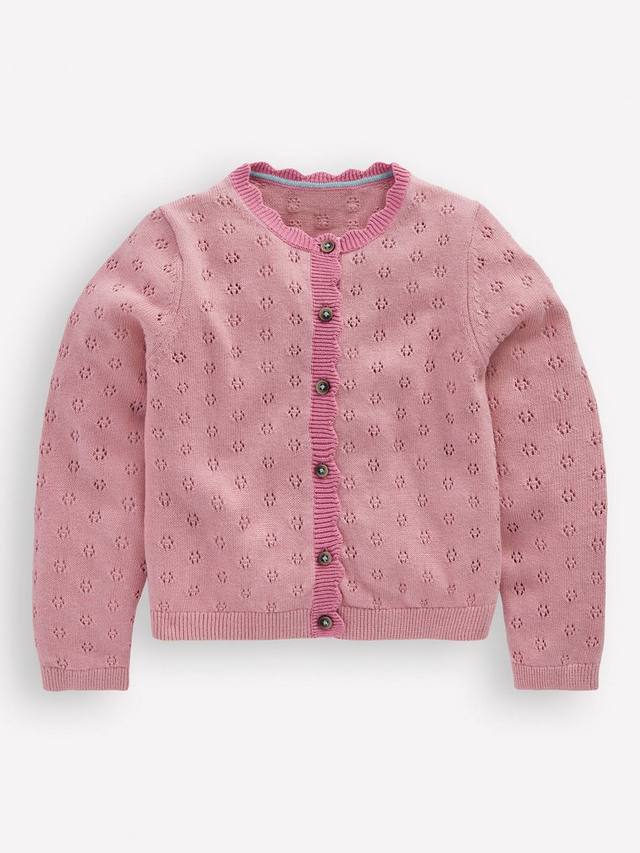 

Повседневный кардиган с ракушечным краем и пуговицами из хлопка Mini Boden, Vintage Pink