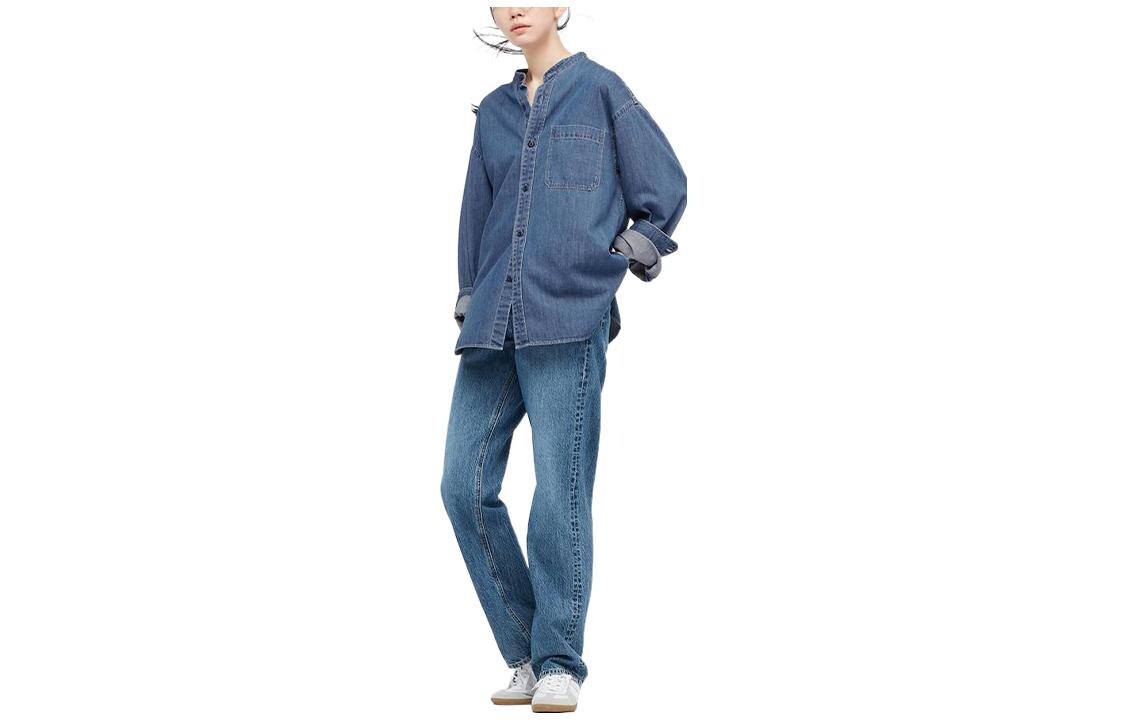 

Рубашка унисекс Lake Blue Uniqlo, цвет Lake Blue
