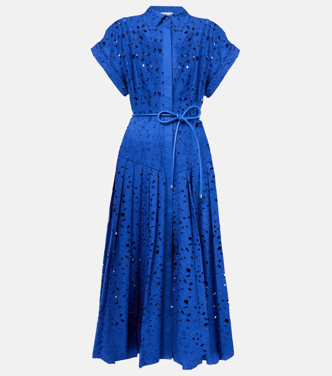 

Цветочное хлопковое кружевное платье-рубашка Rebecca Vallance, синий