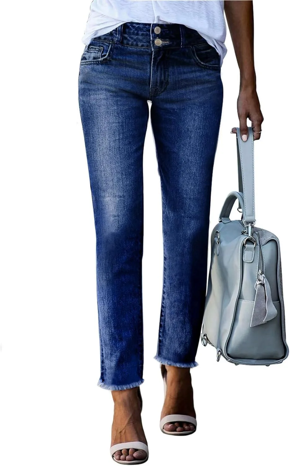 

Sidefeel женские джинсы с высокой талией, стрейч, прямой крой, укороченные