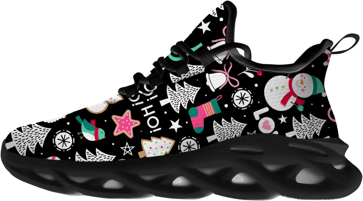 

Рождественские кроссовки Ciadoon для женщин и мужчин, для бега по дороге, ходьбы, тенниса, дышащие, легкие, обувь Санта, подарки для мужчин и женщин, белый