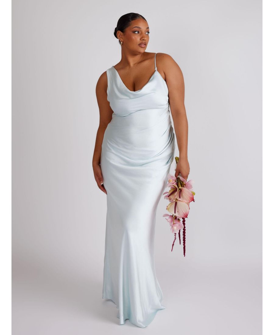 

Асимметричное платье подружки невесты с воротником-стойкой Six Stories, Ice blue