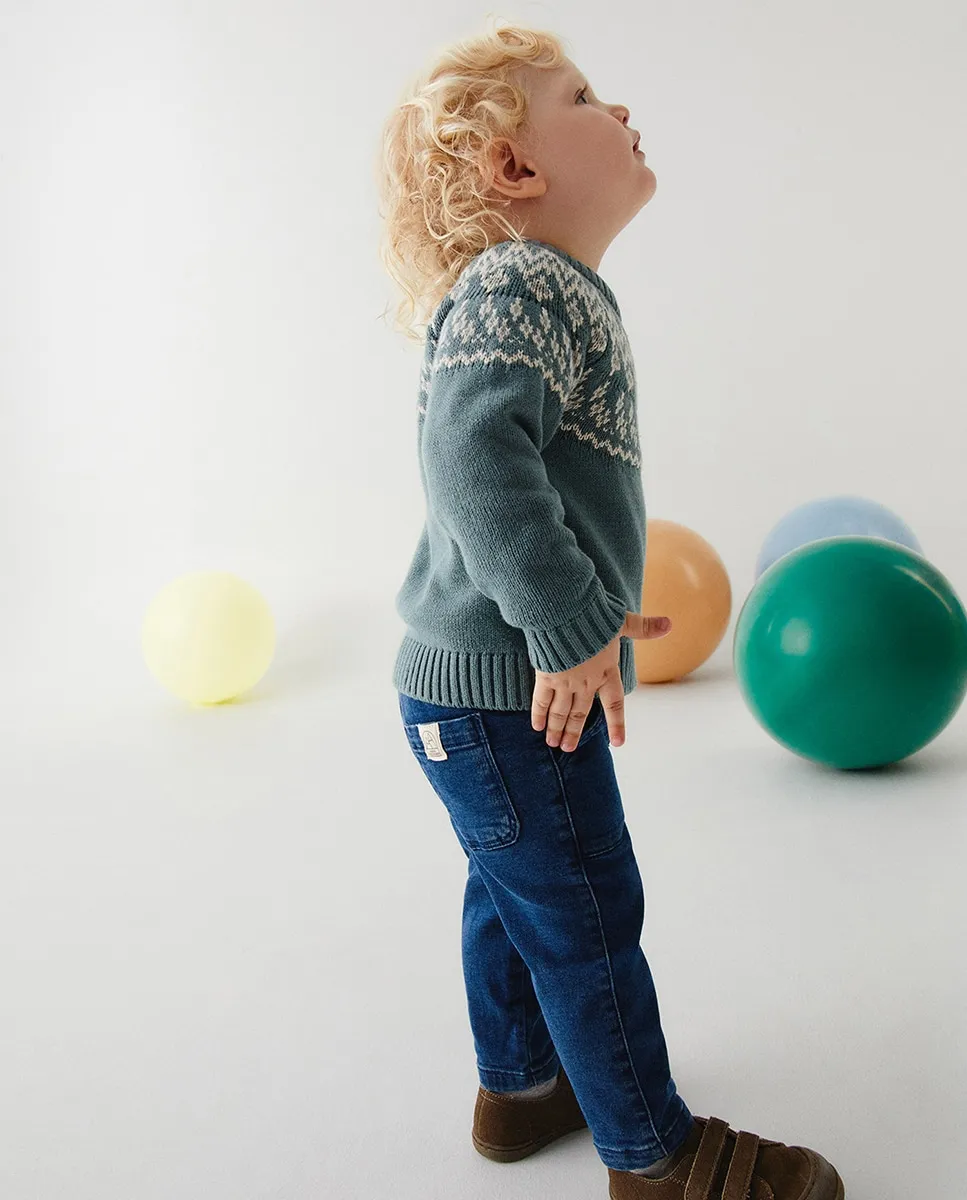 

Комфортные джоггеры из денима Sfera, синий