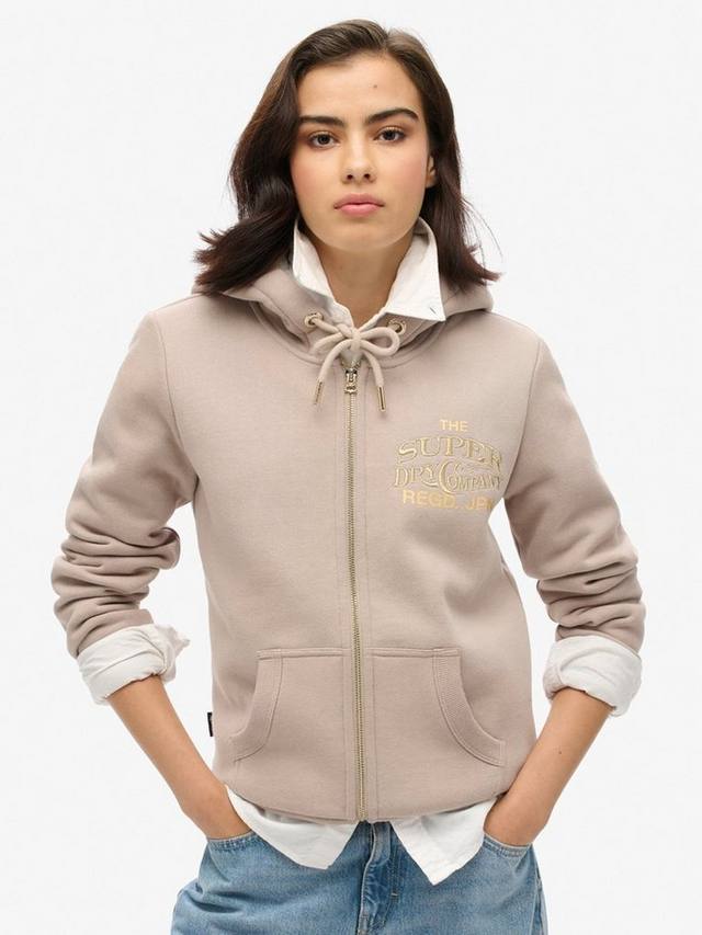 

Люкс худи с металлическим логотипом и молнией Superdry, Warm Grey