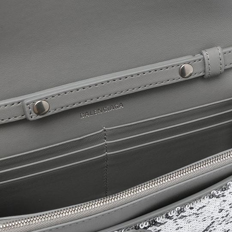 Balenciaga Hourglass Sheepskin Hourglass Bag, одно плечо кроссбоди, кошелек на цепочке, женский, Silver — фото 4