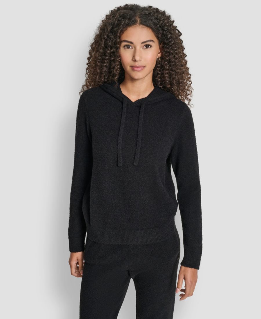 

Женская толстовка с капюшоном из перьевой пряжи в тон ткани DKNY, Black, Черный, Женская толстовка с капюшоном из перьевой пряжи в тон ткани DKNY, Black
