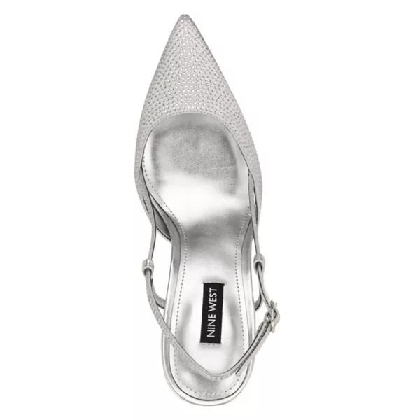 Женские туфли-лодочки Rumer с острым носком и открытой пяткой Nine West, цвет black satin — фото 4