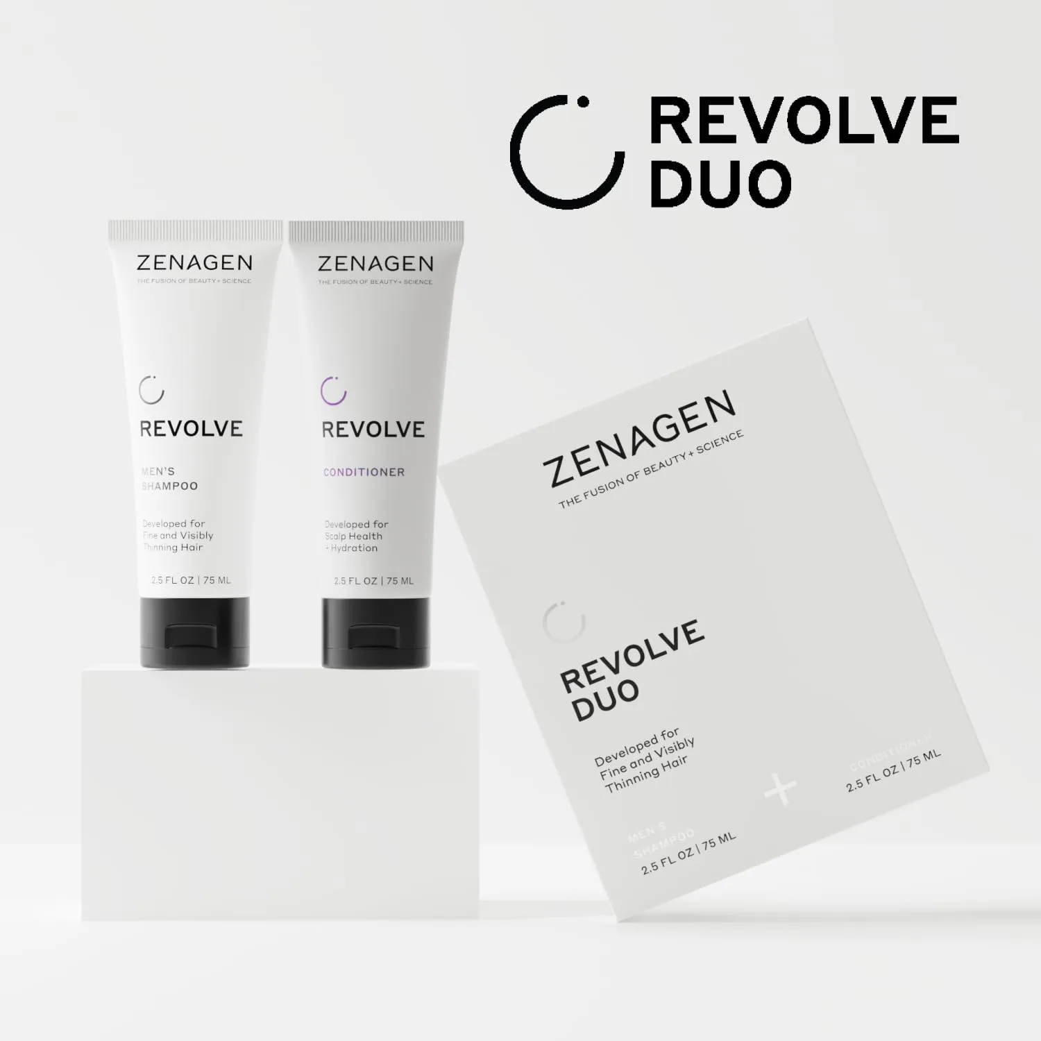 ZENAGEN Revolve мужской дорожный набор | шампунь и кондиционер для тонких и редеющих волос, способствует увеличению объема, растительная формула, безопасно для окрашенных волос, веган — фото 3
