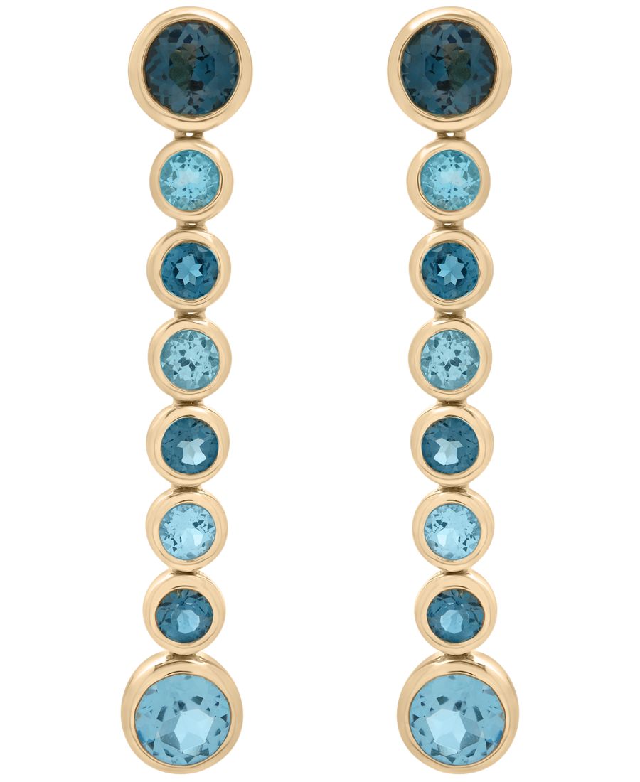 

Длинные серьги с лондонским голубым топазом (1,75 карата) и голубым топазом (1,75 карата) в оправе из 14-каратного золота поверх стерлингового серебра Macy's, Yellow