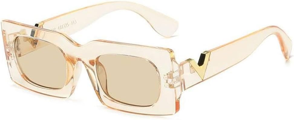 

Популярные квадратные солнцезащитные очки для женщин 2027 года, винтажные белые, маленькие прямоугольные, для путешествий, с защитой от УФ-излучения UV400 MTZJH, Tea Champagne