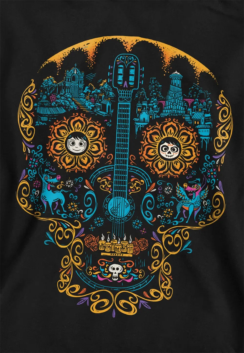 Детский худи с принтом Disney Coco, черный, черный — фото 2