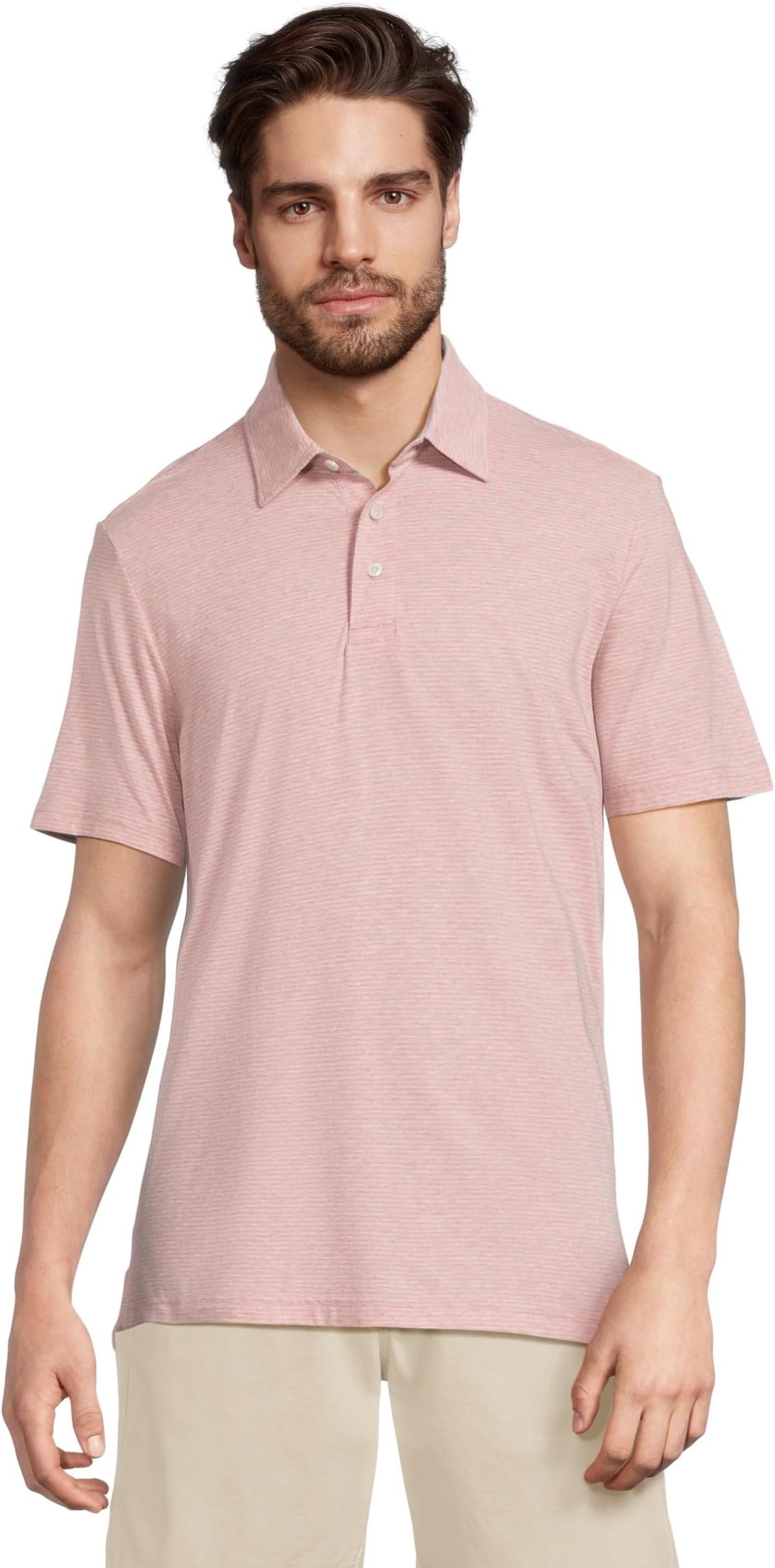 

Поло Faherty Short Sleeve Movement Polo, цвет Rose Madaket Stripe