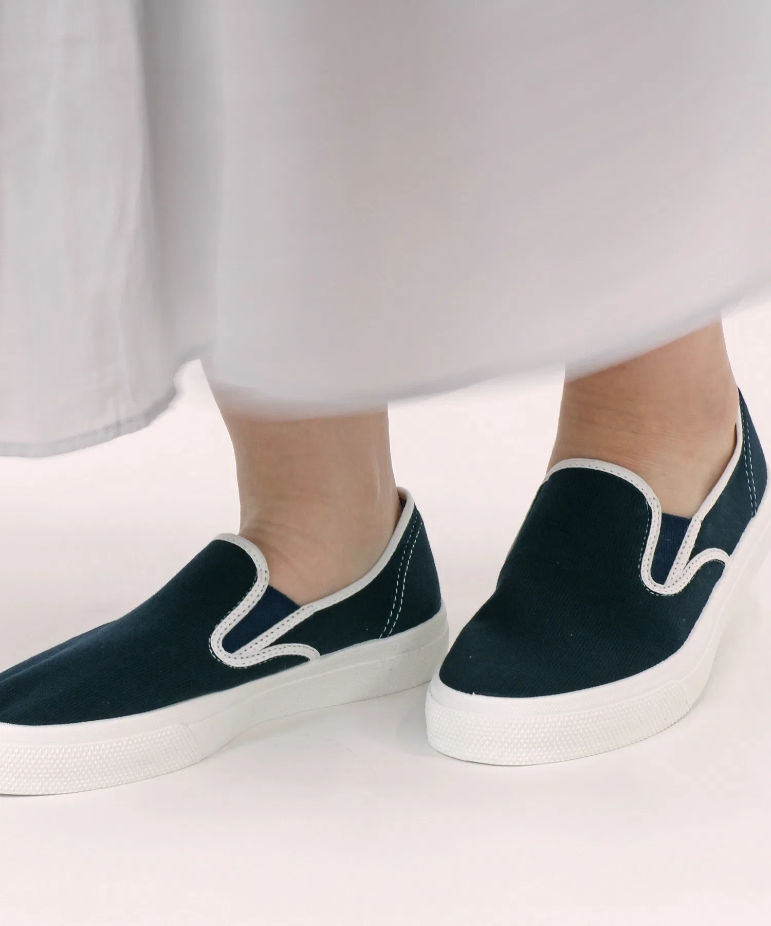 Унисекс Слипоны из хлопка ASAHI SHOES 501 белые — фото 3