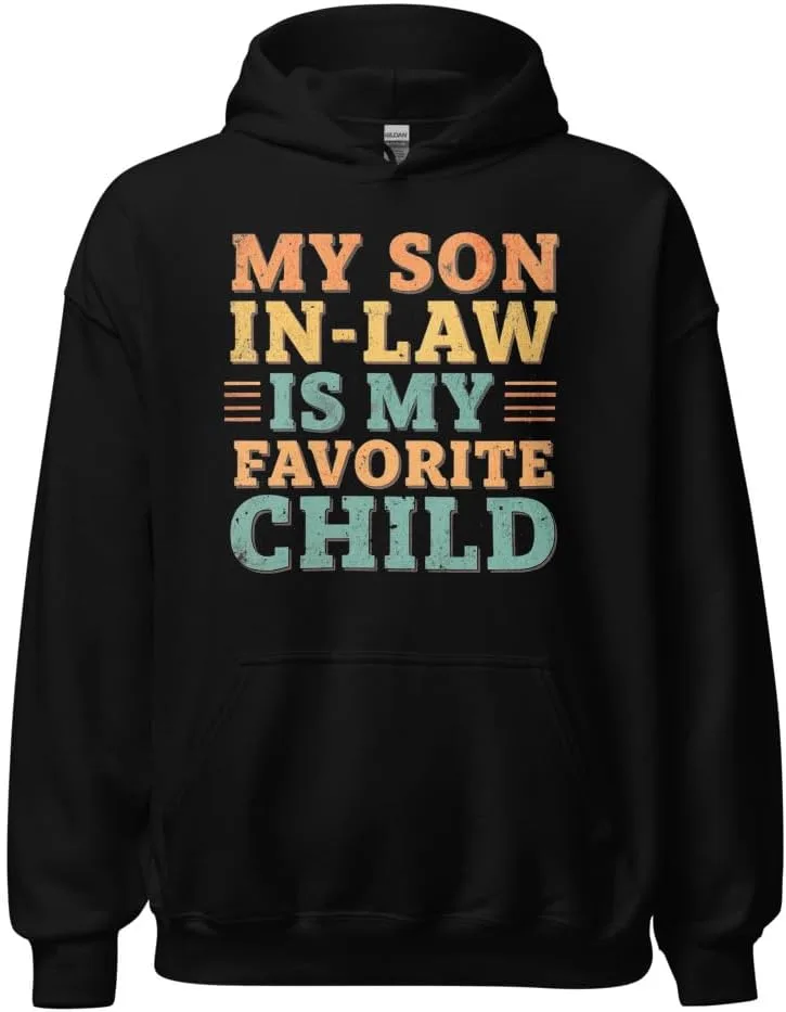 Винтажный худи для всей семьи Father and Mother In Law, My Son In Law Is My Favorite Child Generic, черный