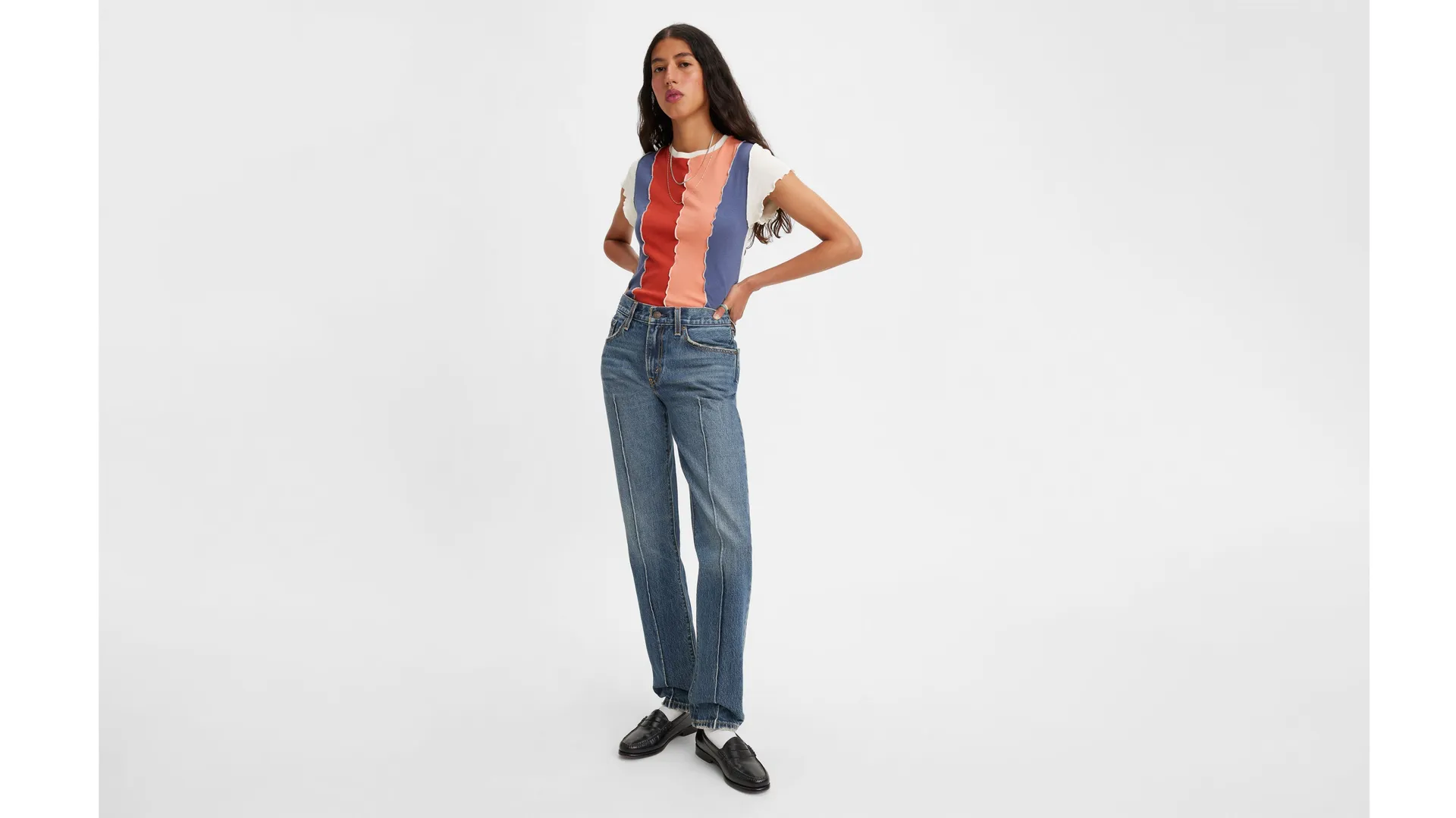 

Прямые женские джинсы Middy с защипами Levi's, цвет No Filter - Dark Wash