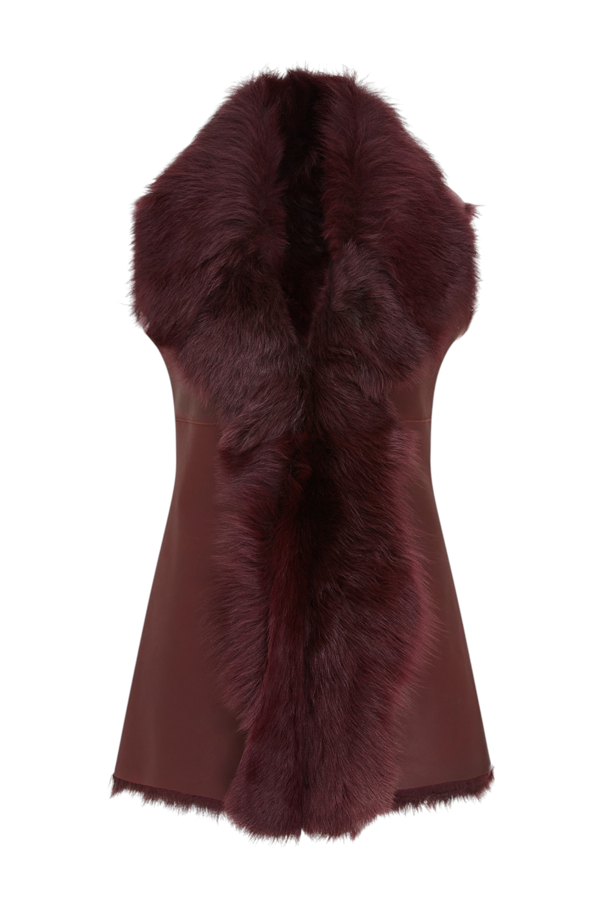 

Женский жилет из овчины бордового цвета Toscana Shearling Nappa Leather Sheepskin - Parkes Infinity Leather, бургундия