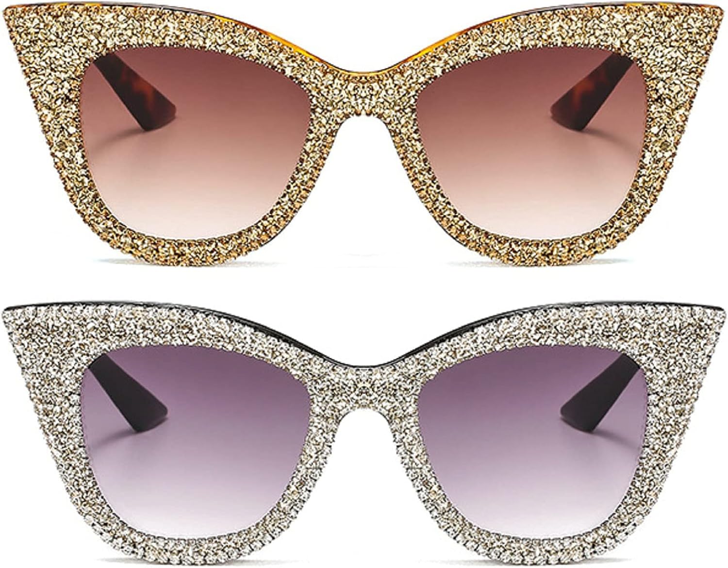 

Модные солнцезащитные очки большого размера с крупными стразами в форме «кошачьих глаз» для женщин, винтажные солнцезащитные очки в форме бабочки с бриллиантами, элегантные женские очки mincl, 2pcs-black&leopard