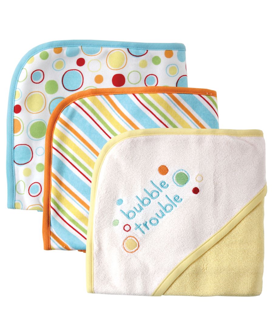 

Хлопковый махровый халат-полотенце с капюшоном, подходящий для всех гендеров Luvable Friends, Yellow Bubble Trouble