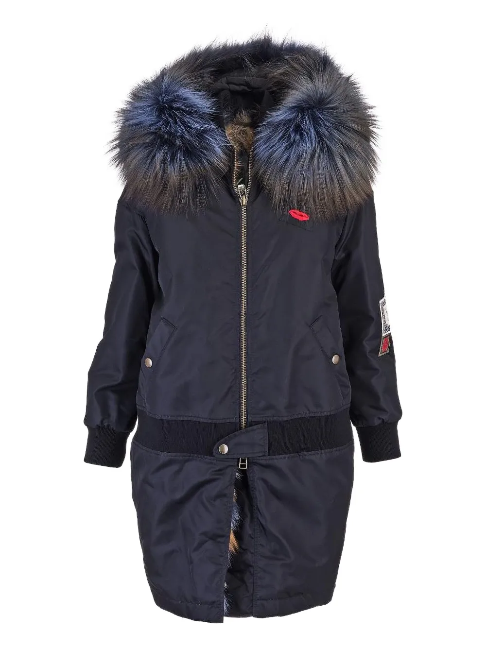 

Пальто с капюшоном и искусственным мехом Mr & Mrs Italy, синий