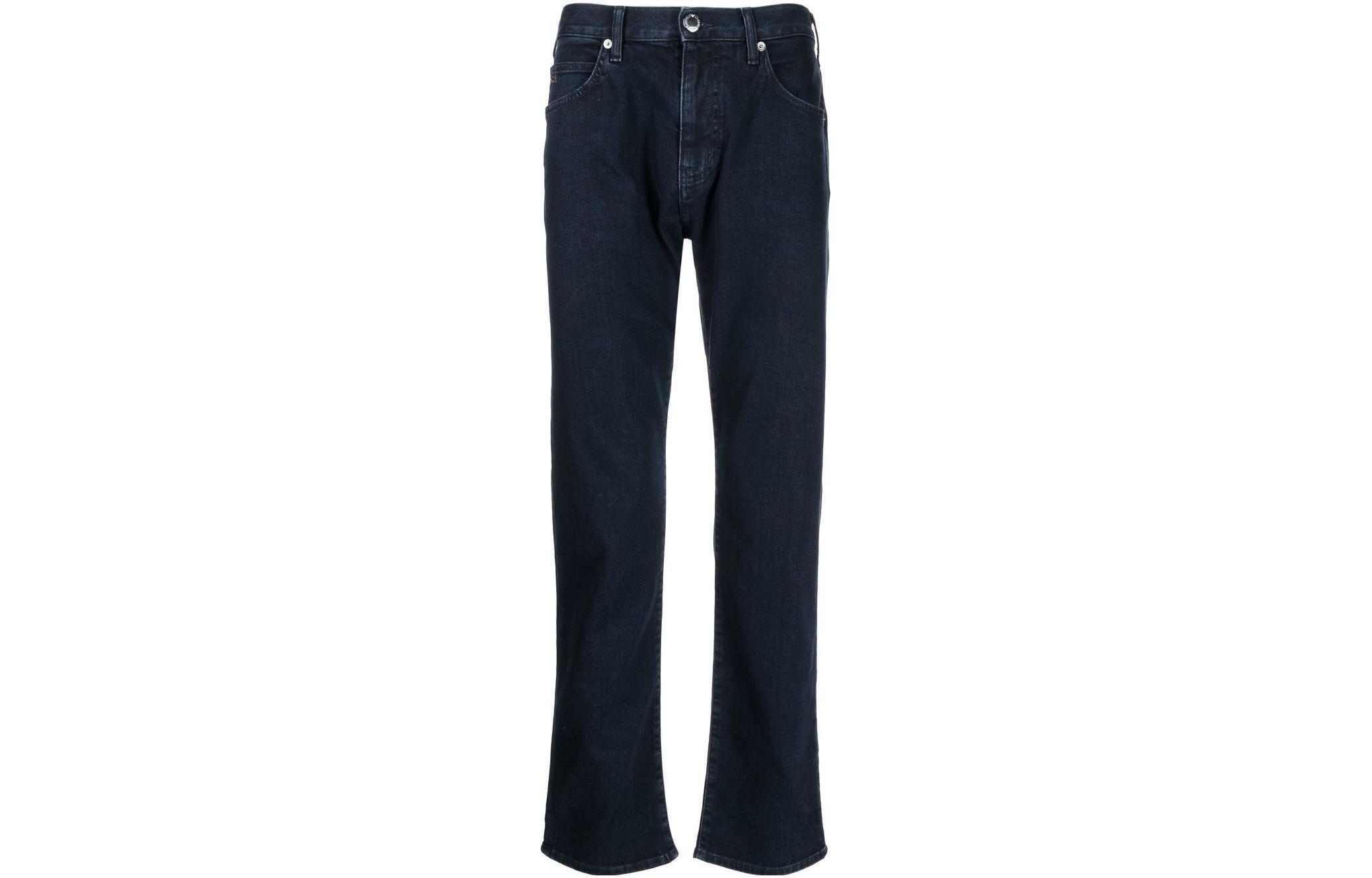 Джинсы J45 Regular-fit из комфортного денима 10,5 унций с эффектом стирки EMPORIO ARMANI, синий — фото 3
