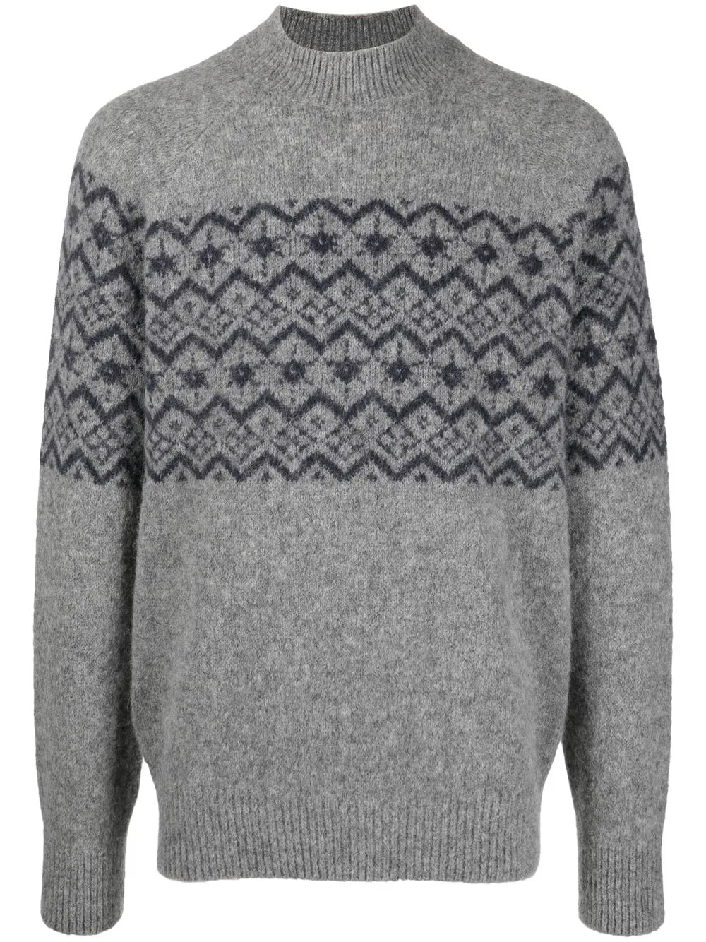 

Джемпер вязки интарсия с орнаментом Brunello Cucinelli, серый