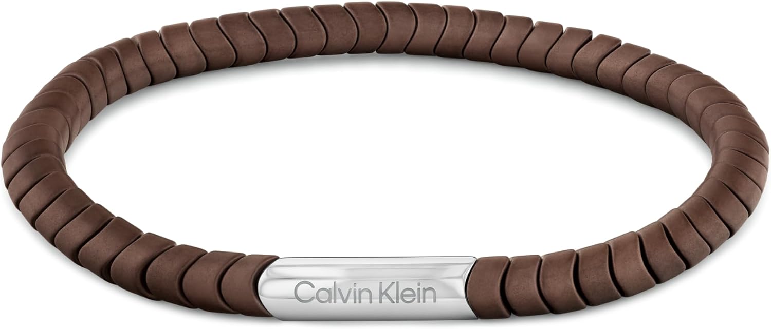 

Мужской браслет Calvin Klein Intuitive Connection, нержавеющая сталь с гематитом, бусинами в виде логотипа для непринужденного стиля - современный аксессуар для мужчин. Подарок для него., Brown
