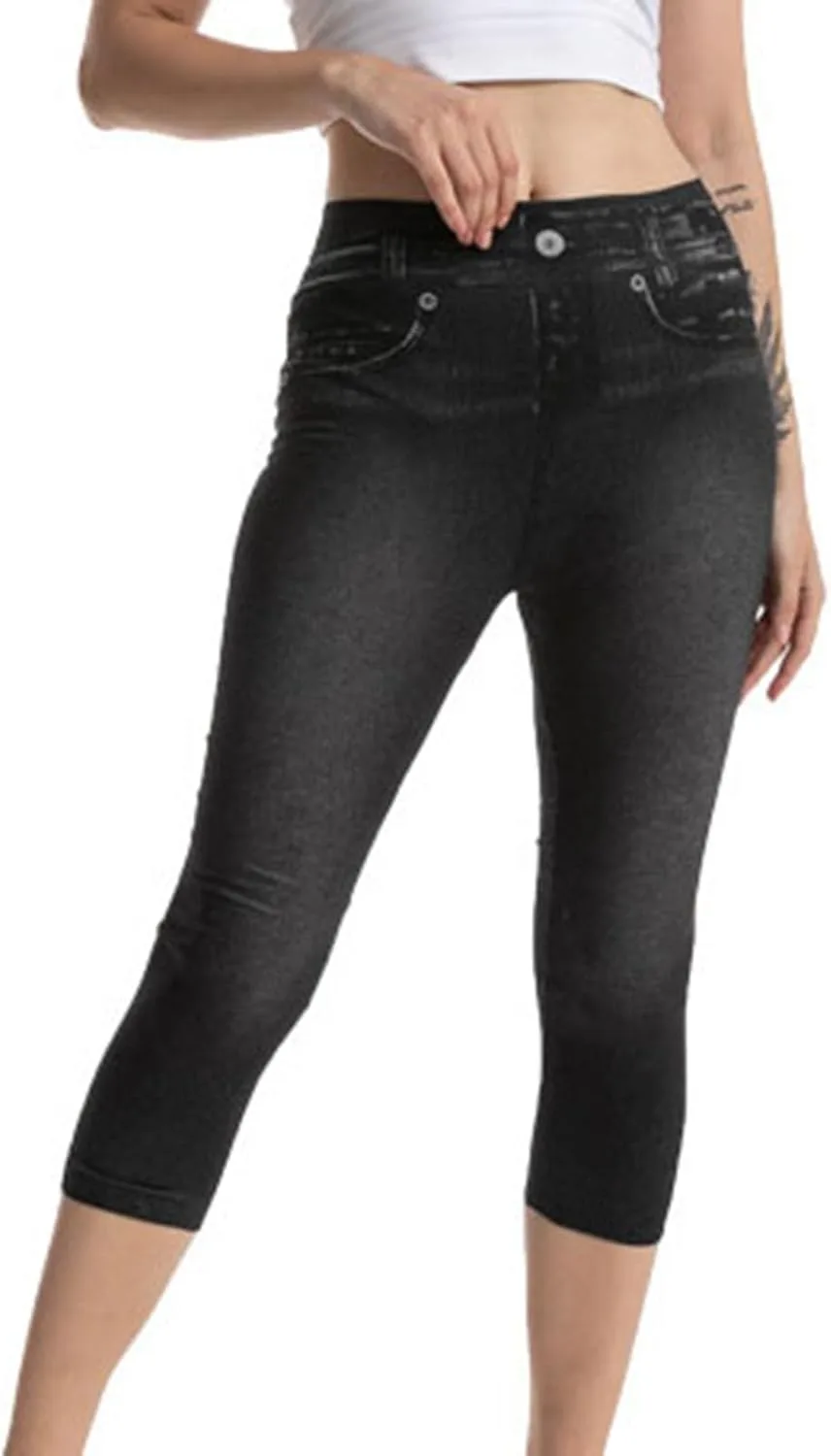 

Женские классические джинсовые капри-леггинсы с высокой талией NATHGAM