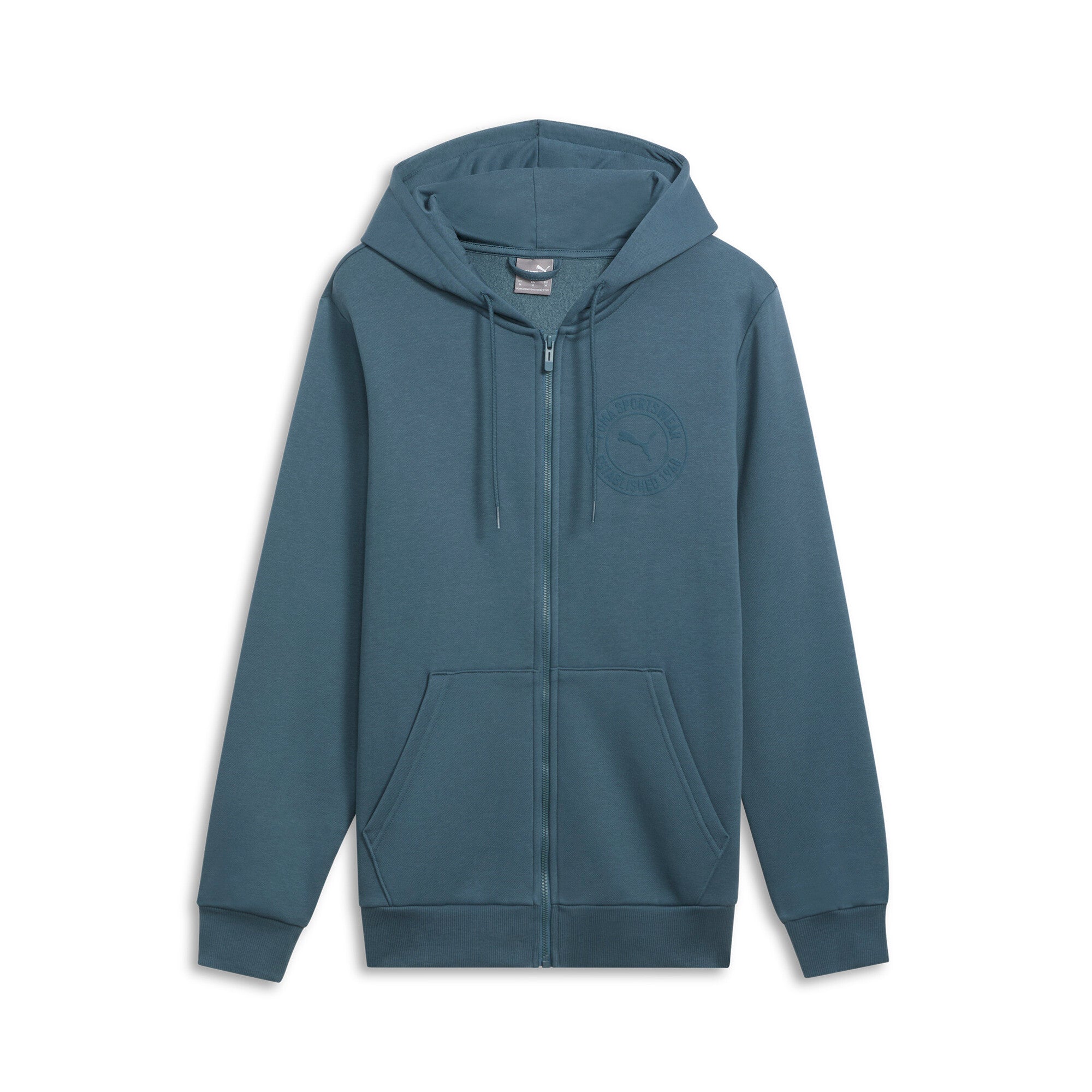 

Мужская толстовка с капюшоном и молнией в тональную графику PUMA, цвет gray skies