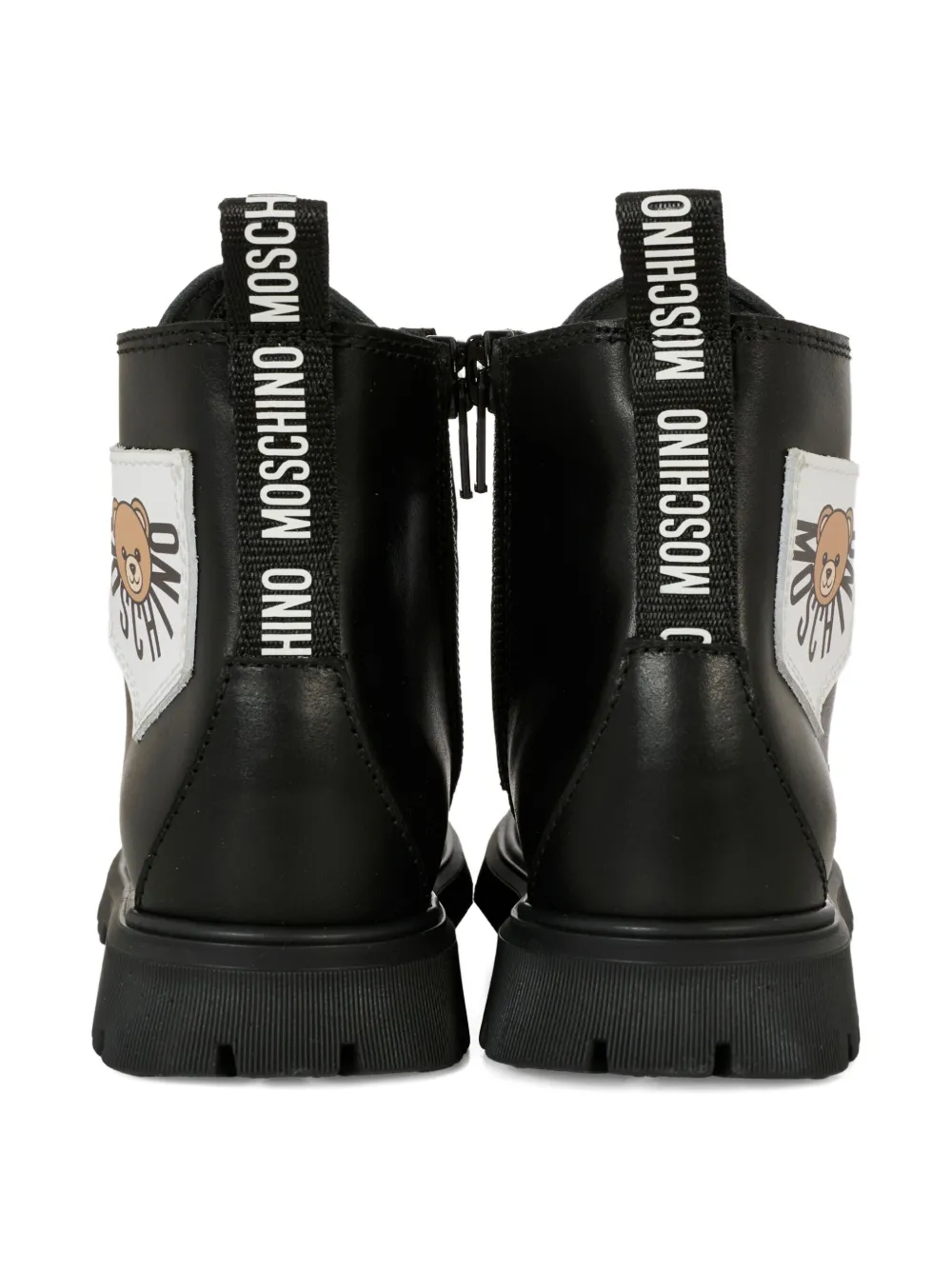 Ботинки на шнуровке с нашивкой Moschino Kids, черный — фото 4